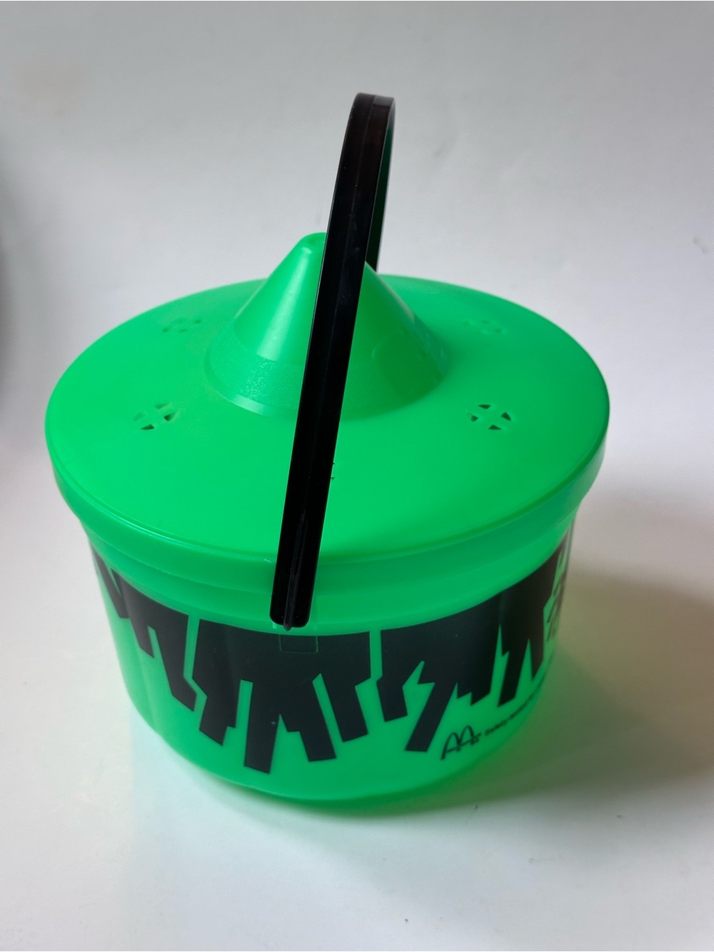 VINTAGE McDonalds HALLOWEEN BUCKET Green Witch Spider Happy Meal Pail w Lid 1986 - Picture 8 of 8